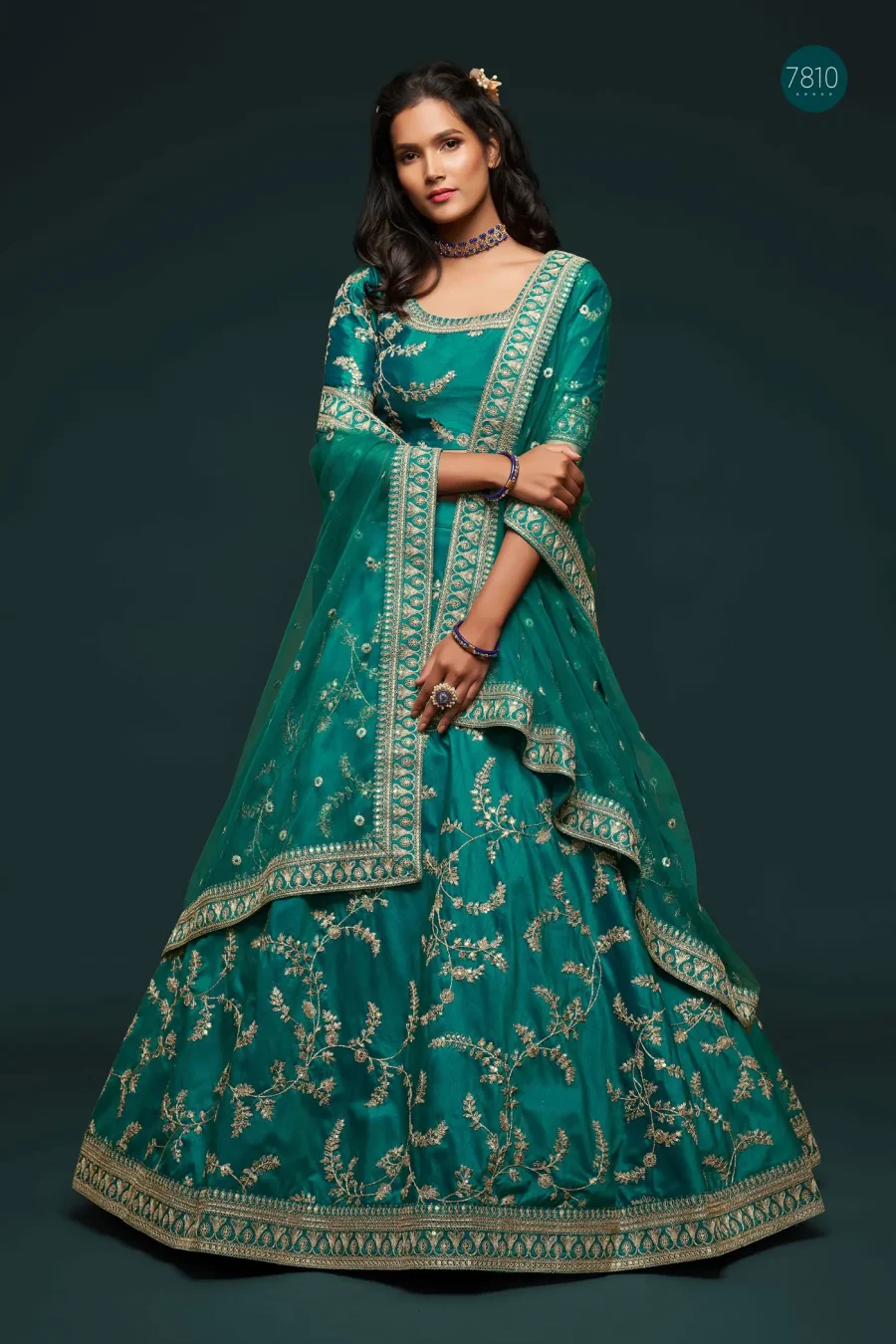 Emerald Elegance of Haze Green Sequence Embroidery Lehenga Choli