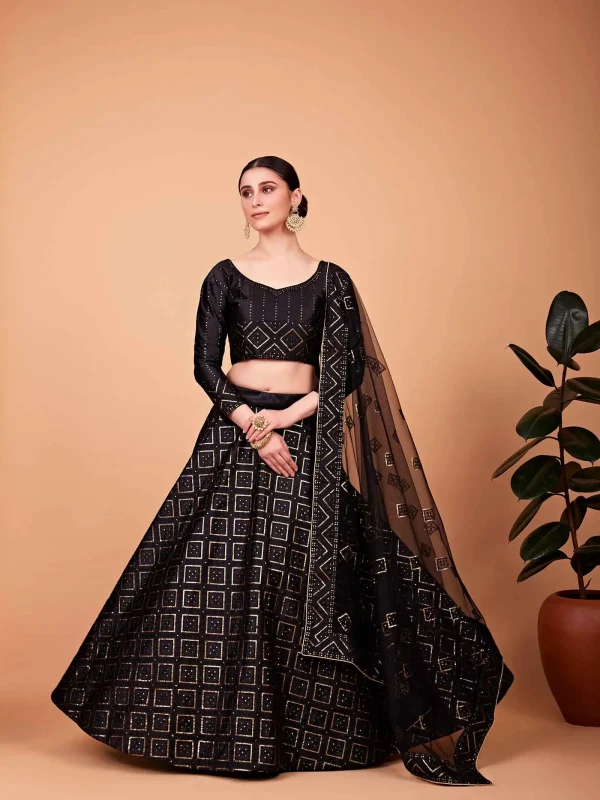 black embroidery lehenga choli