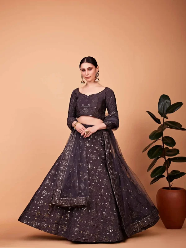 grey embroidery lehenga choli