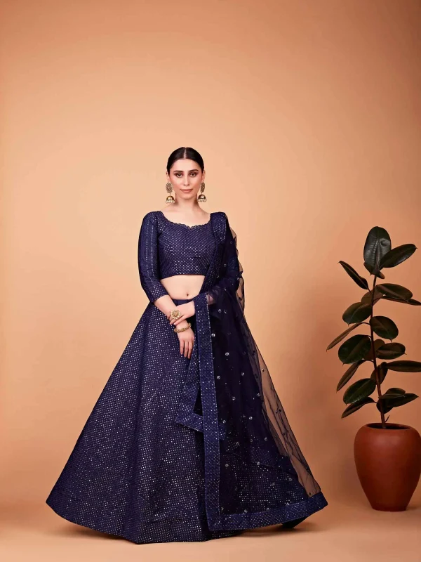 blue embroidery lehenga choli