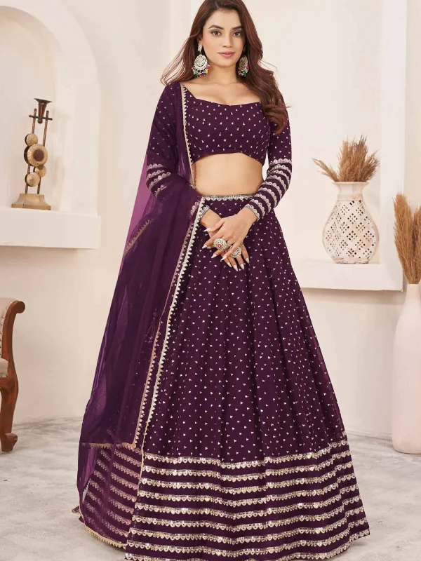 wine embroidery lehenga choli