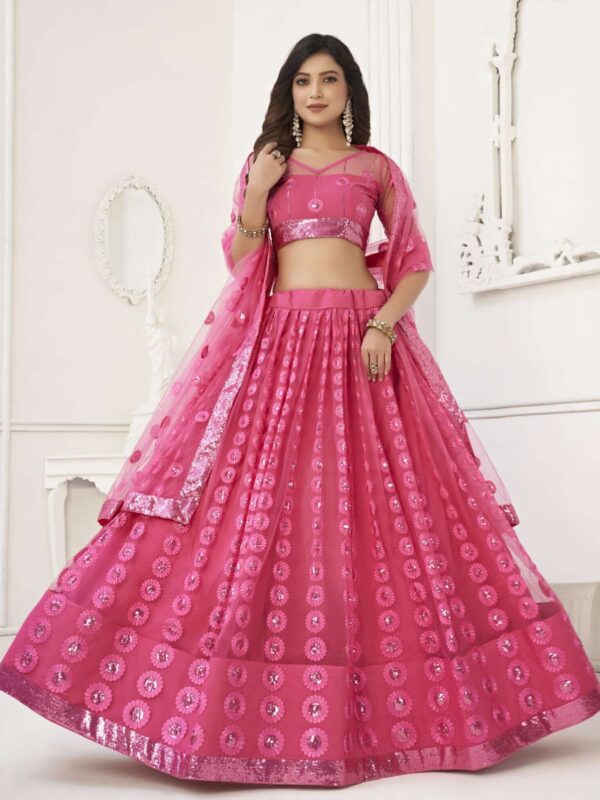 pink sequence lehenga choli