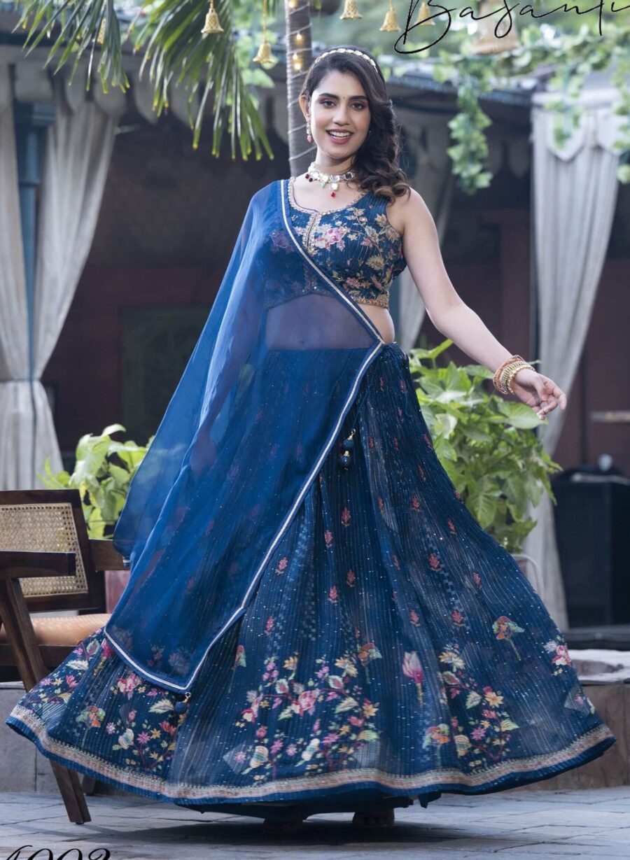 Lost in the Beauty of Chathams Blue Sequence Lehenga Choli