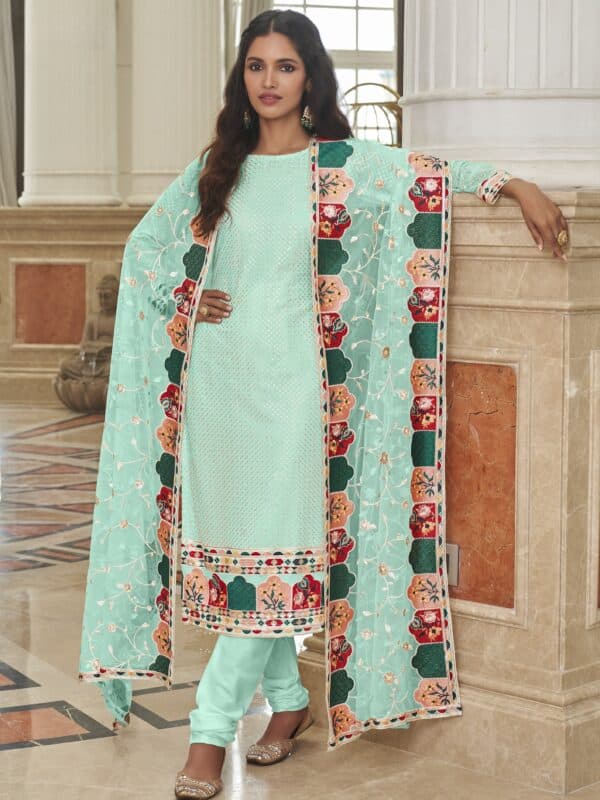 sky blue Georgette salwar suit