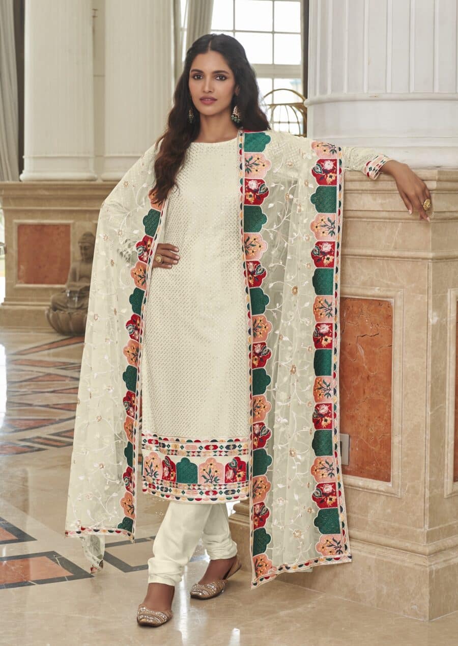 Carry The Culture With Pearl White Georgette Sequence Salwar Suit