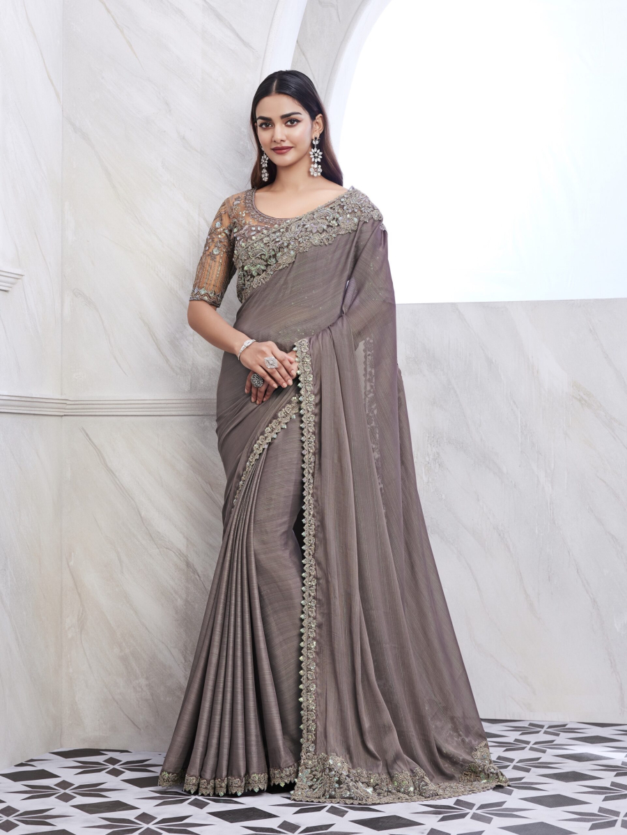 Timeless Connection with Star Dust Grey Silk Saree