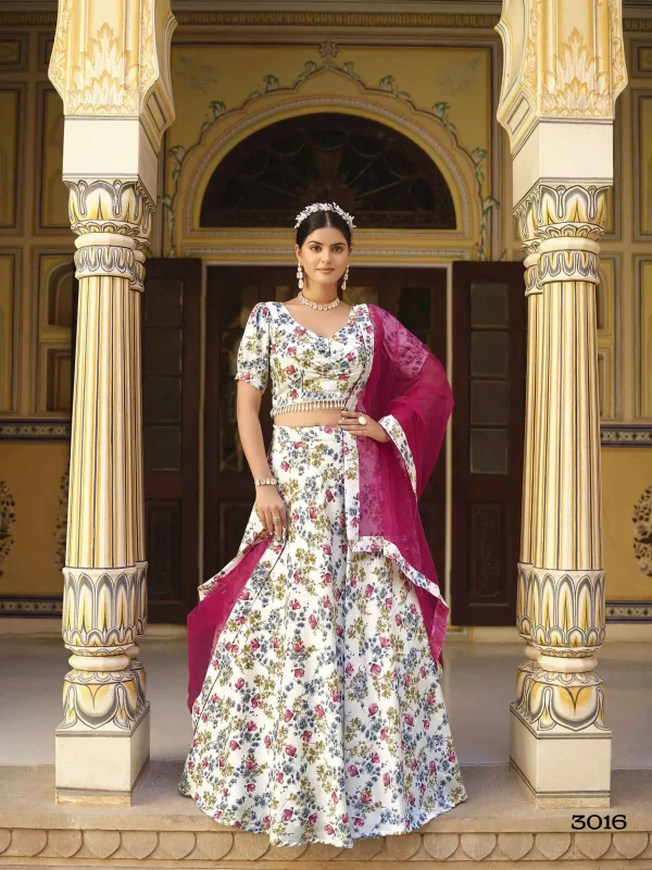 white printed lehenga choli