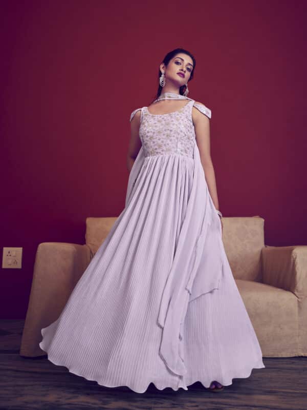 lavender georgette gown