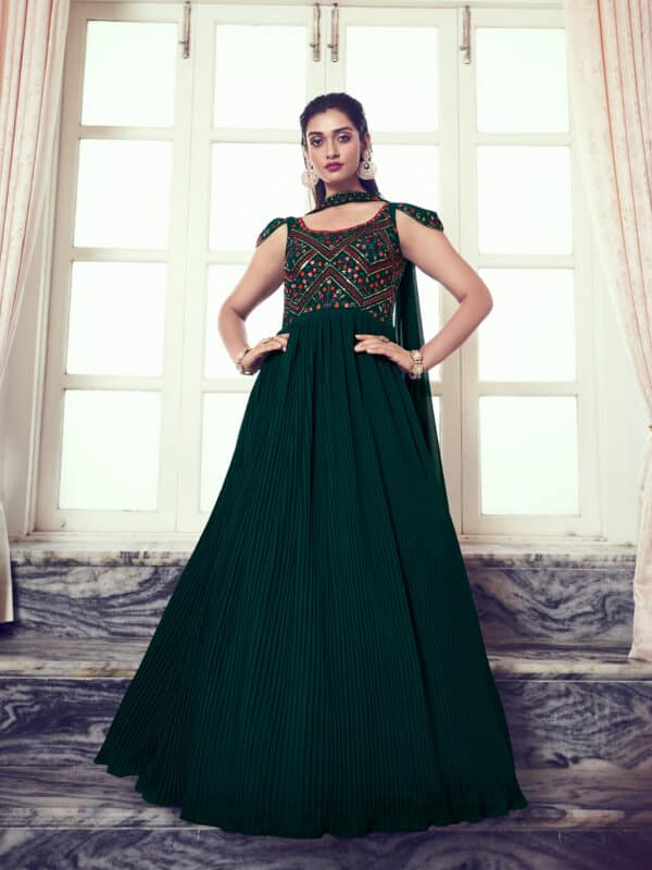 green georgette gown