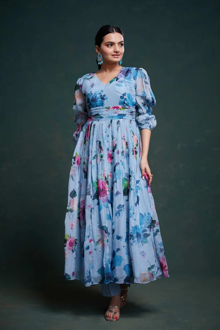 Flory Fresh Vibes in Cadet Blue Printed Salwar Suit