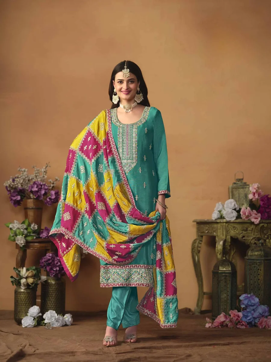 Cultural Threads of Light Sea Green Embroidery Salwar Suit