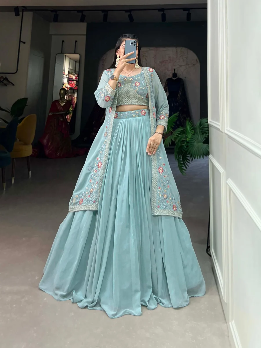 Fashion Statement With Indo Western Jacket Lehenga Choli