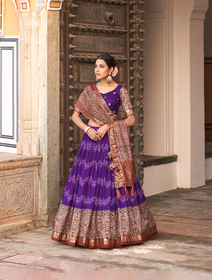 Purple iris Silk patola Lehenga choli