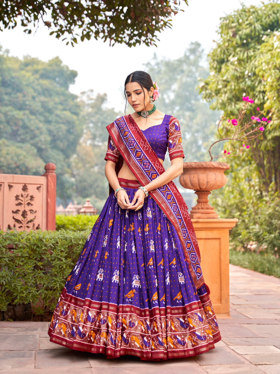 Patola Charm in Purple Haze silk Patola lehenga choli