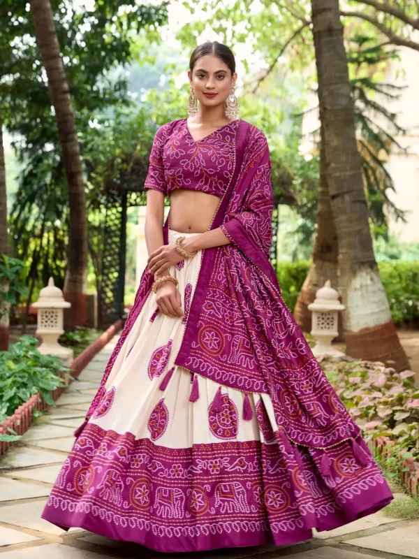 Wine and white lehenga choli