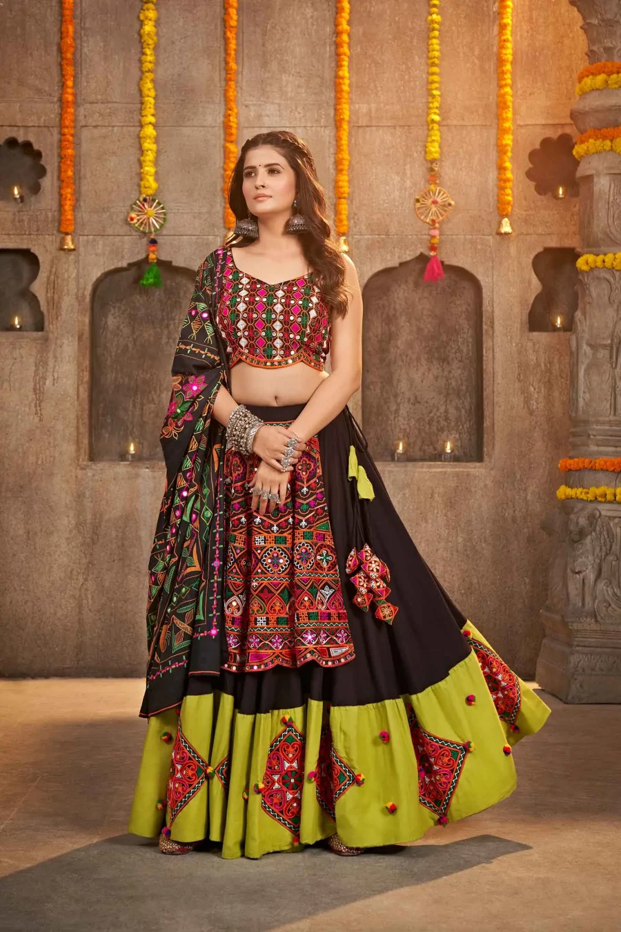 Black Exclusive Embroiered Work Trendy Chaniya Choli