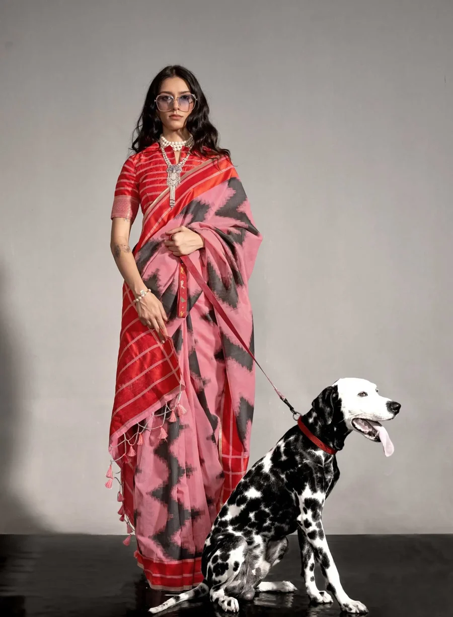 Blush Pink Handloom Woven Soft Silk Saree