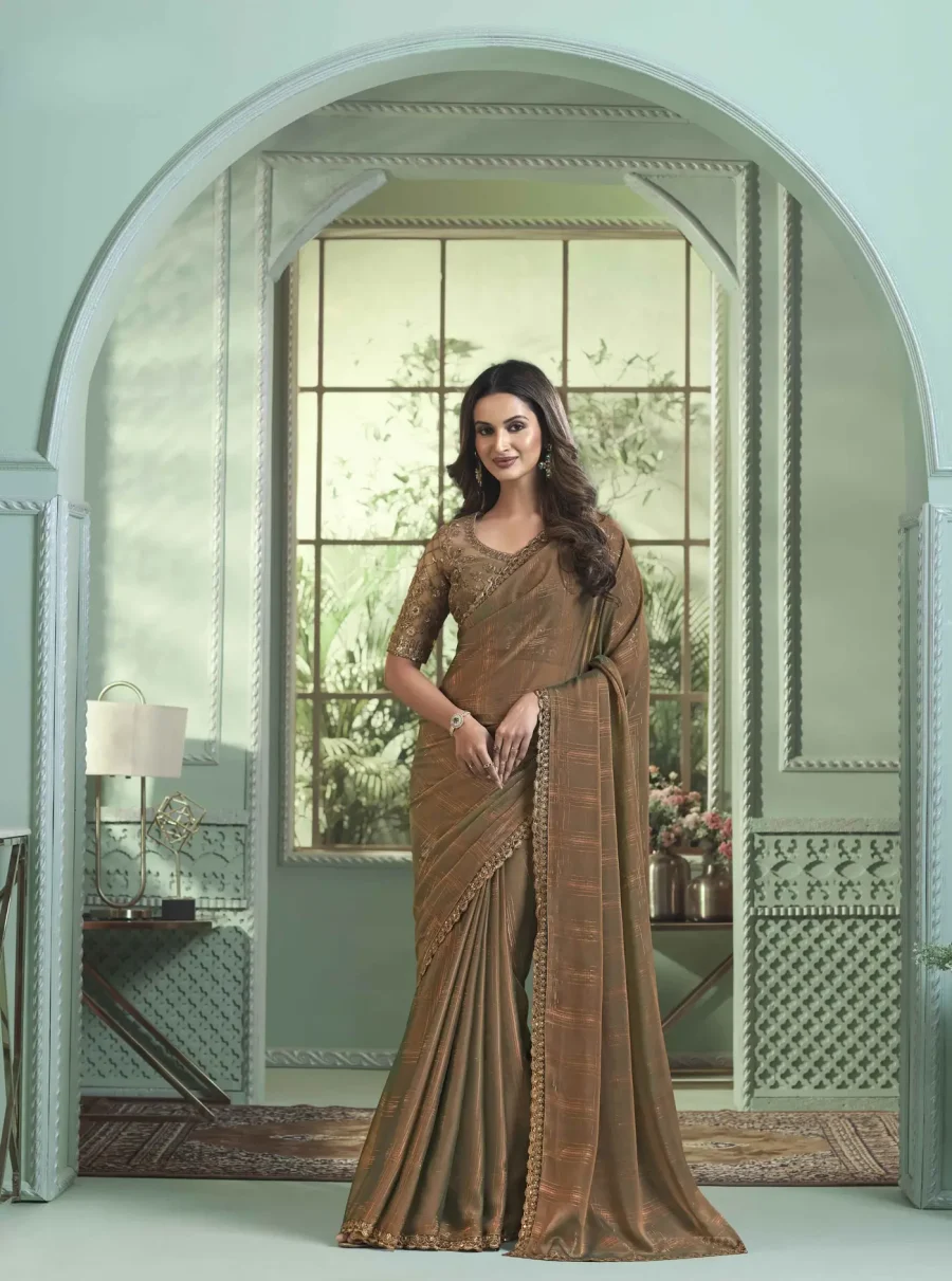 Brown Bear Georgette Saree