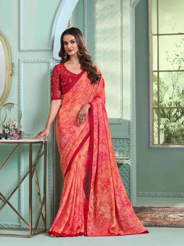 Coral Pink Saree