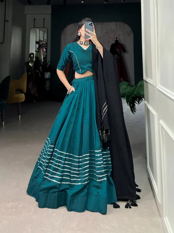 Teal color lehenga choli for Navratri