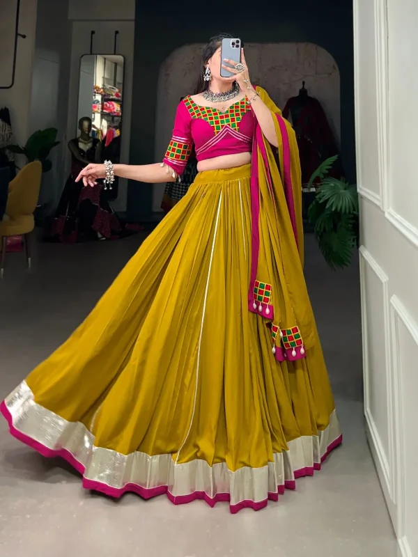 Yellow choli lehenga for Navratri