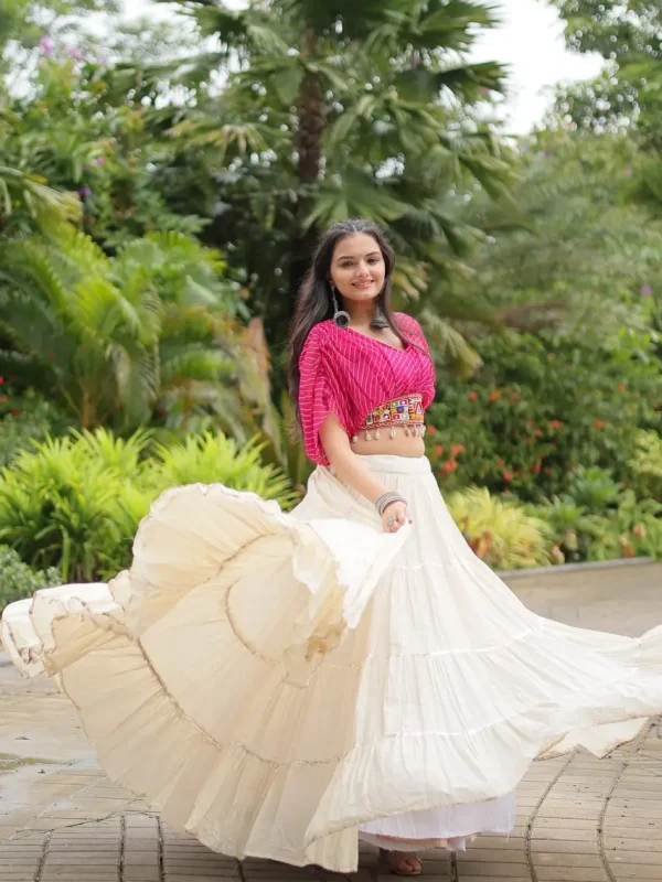 Pink and white lehenga choli for navratri