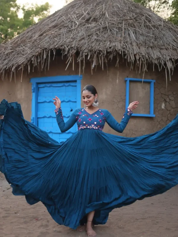 Marin blue color festive gown