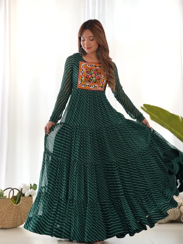 Green color Gown for Navratri