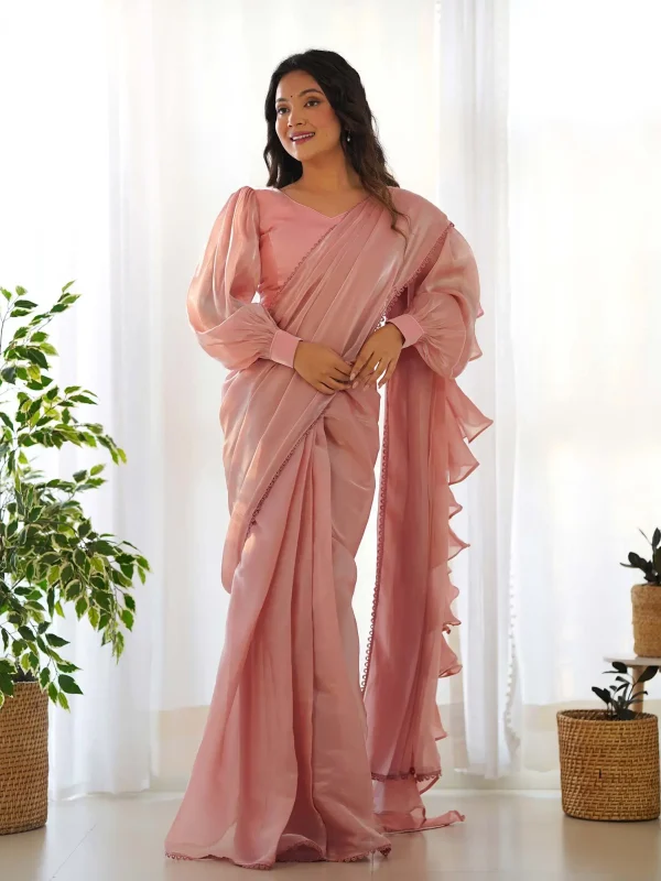 Peach Saree