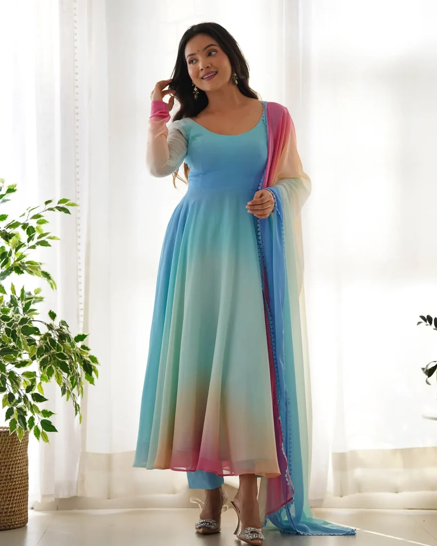 Colorful Dazzling Soft Fox Georgette Bollywood Style Salwar Suit