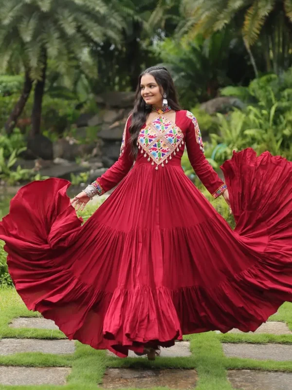 Maroon color festive gown