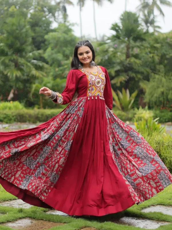 Maroon color Gown For navratri