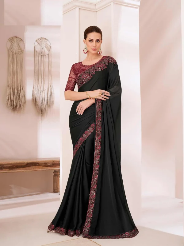 Black party wear saree