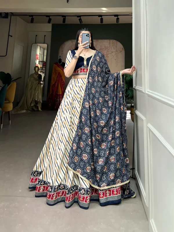 Blue color laheriya printed lehenga choli for navratri