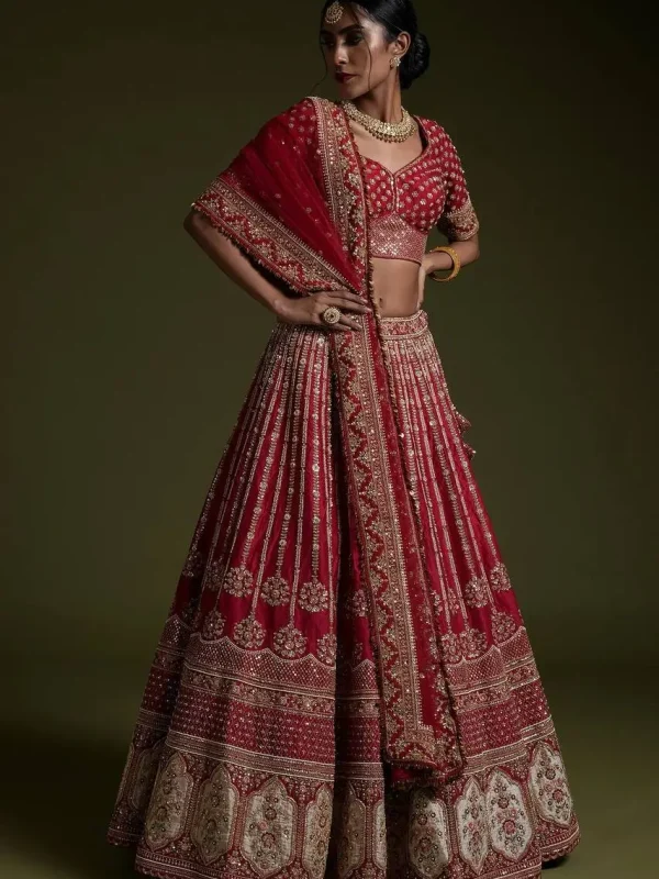 Red color wedding wear bridal wear lehenga choli