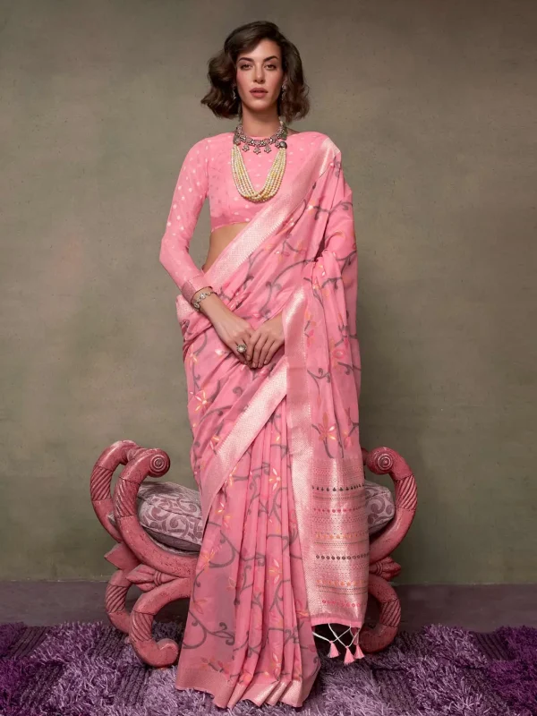 Pink color Designer party wear saree