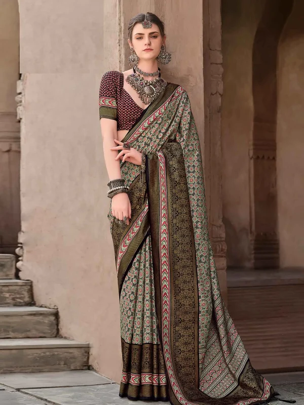 Mltitone color printed saree