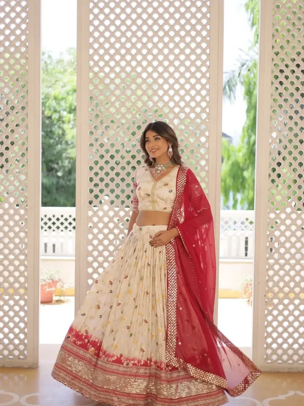 Off white color heavy embroidered lehenga choli