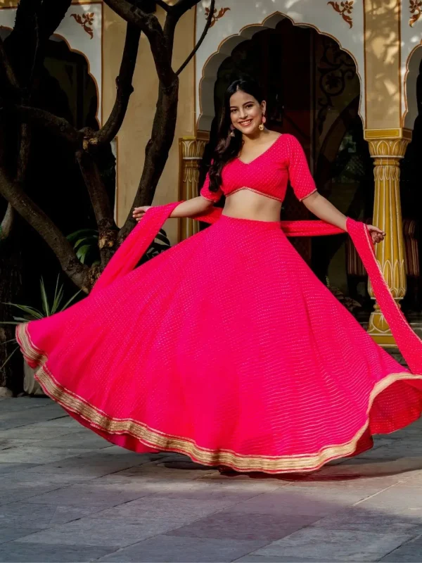 pink color printed lehenga choli