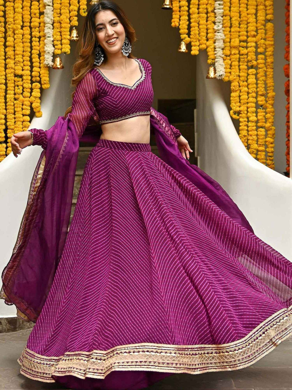 Purple color Printed lehenga choli