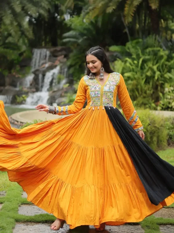 Yellow & black festive Gown