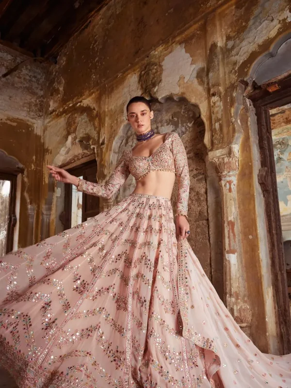 Peach color Wedding wear party wear lehenga choli