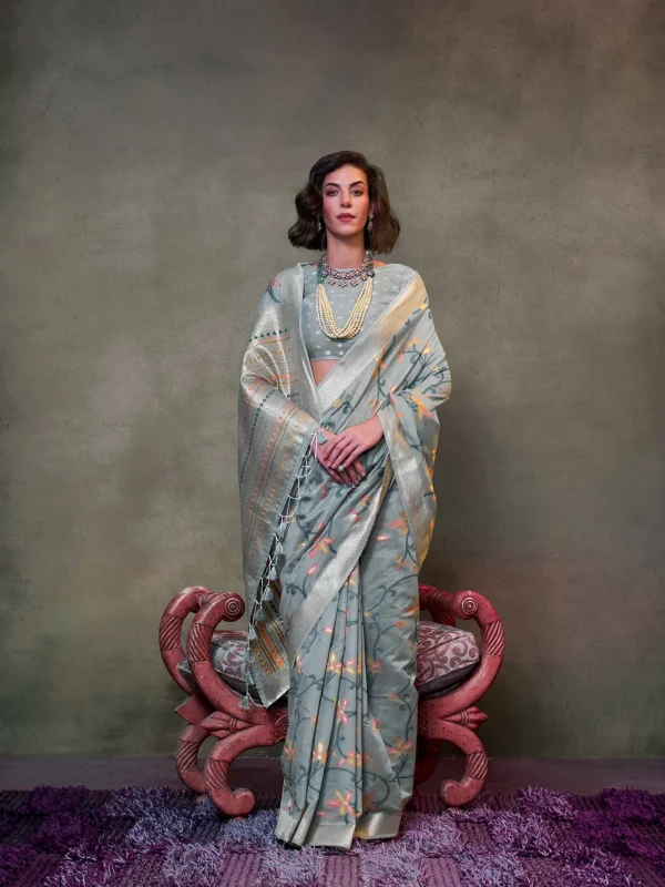 grey color Function wear printed saree