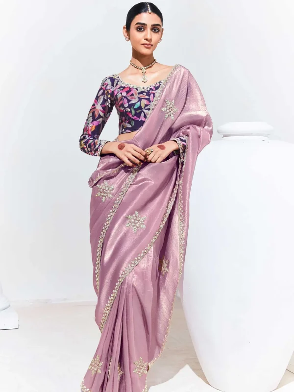 Pink color designer party wear saree