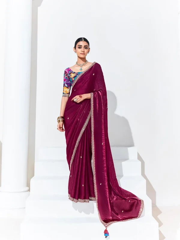 Maroon color designer festive wear saree