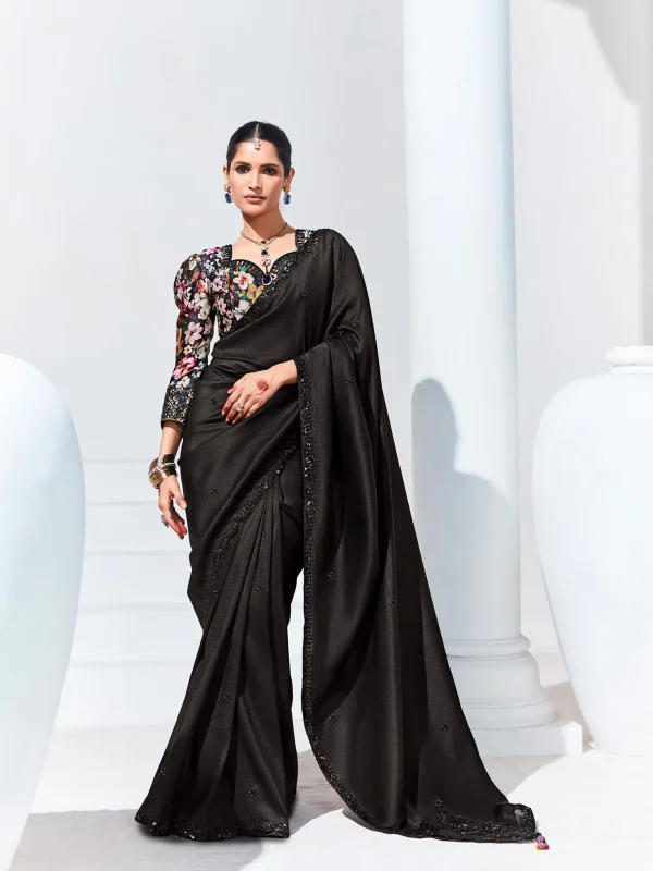 Black color designer saree wear party