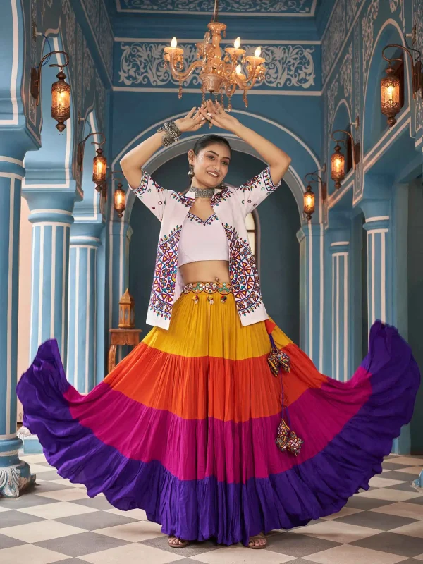 Multi color Navratri special lehenga choli