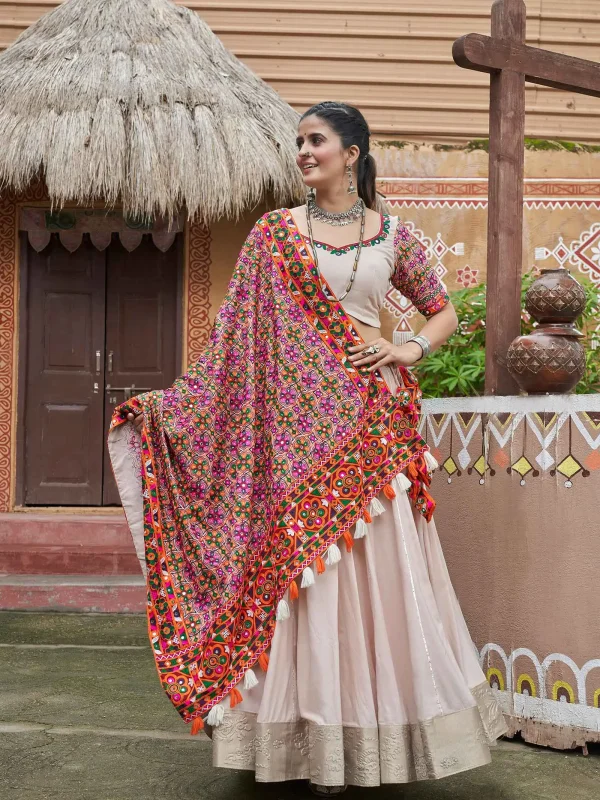 Beige color lehenga choli for Navratri