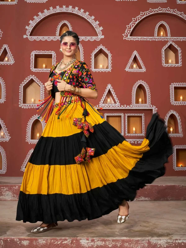 multi color lehenga choli with embroidered jacket