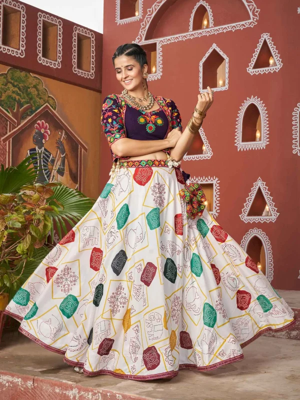 Multi color Navratri lehenga choli with embroidery work